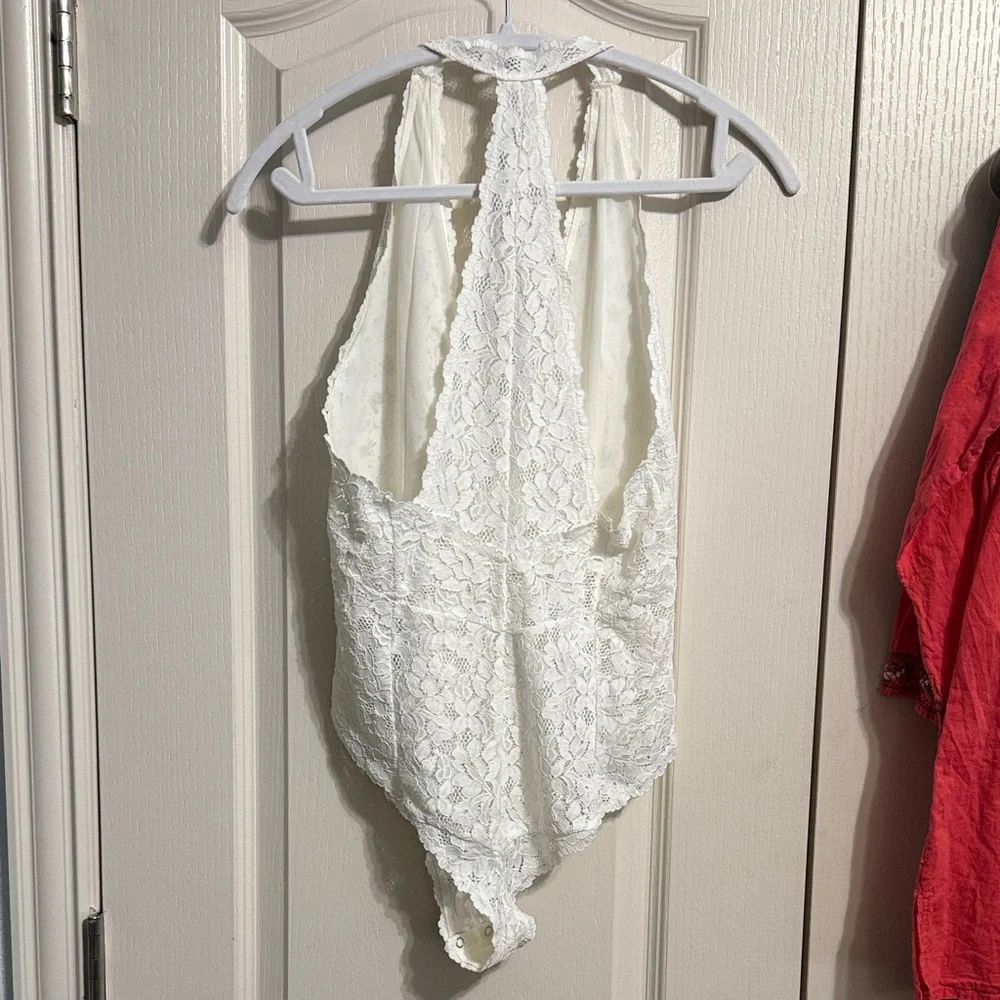 Intimately Free People Avery Deep V Plunge‎ Lace Bodysuit Coquette Boho Western